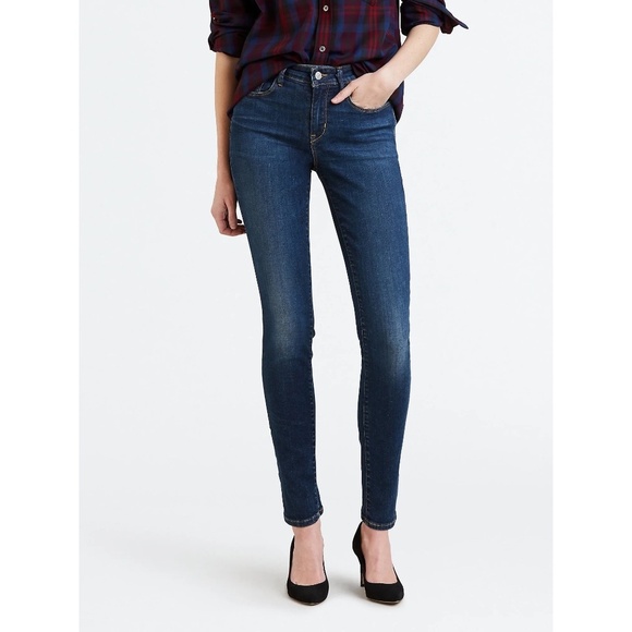 Levis Sz 27 Denim Classic Mid Rise Skinny Jeans Dark Wash Stretch Pants Jeans - Picture 1 of 10